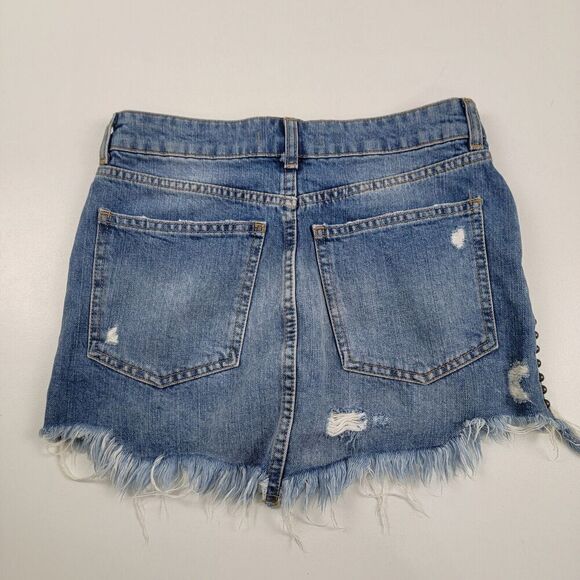 Free People Blue Floral Embroidered Mini Skirt - Picture 4 of 11